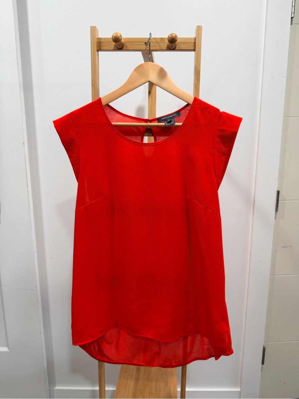French Connection Bright Red Cap Sleeve Tunic Top